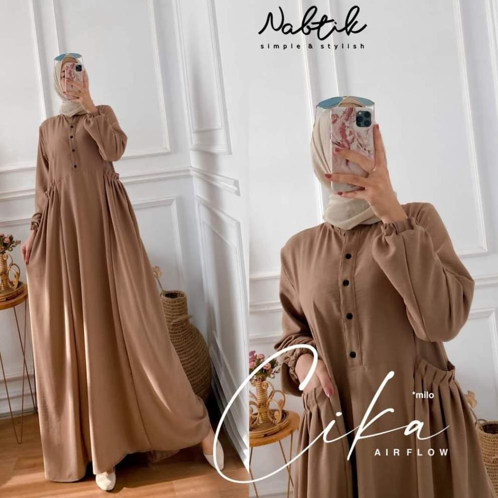Promo Terbaru Dress Crinkle/Gamis Chika Crinkle Premium/Gamis Polos Kekinian