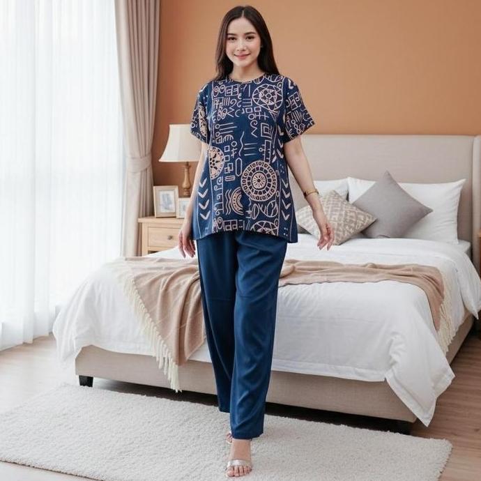 BANGKAOS3 - SETELAN CP ANDIN CABUTAN BAJU RAYON WANITA CELANA PIYAMA DEWASA PANJANG BUSUI TIDUR PEND