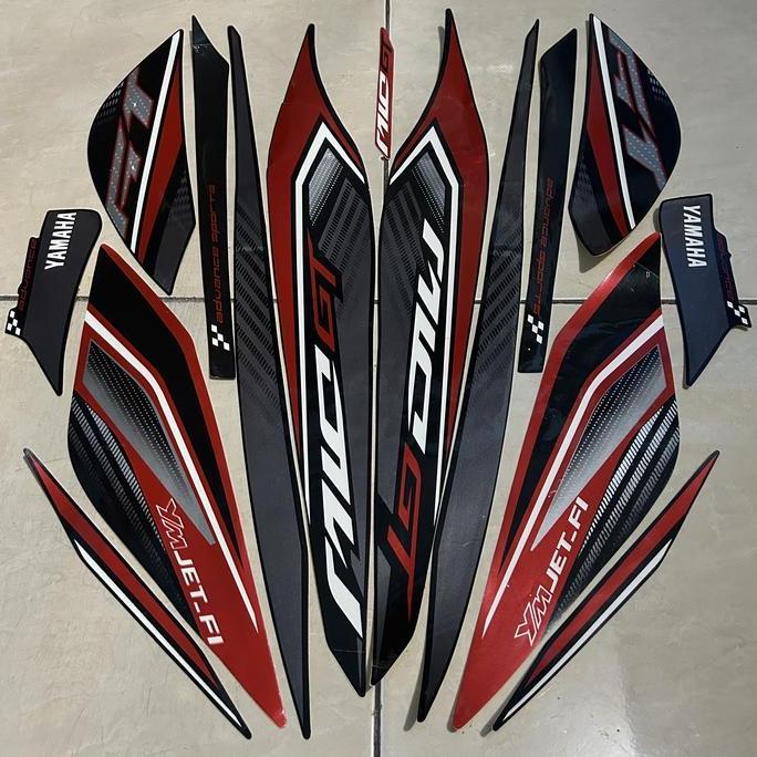 stiker striping yamaha mio gt 2013 hitam merah lis body standar berkualitas original