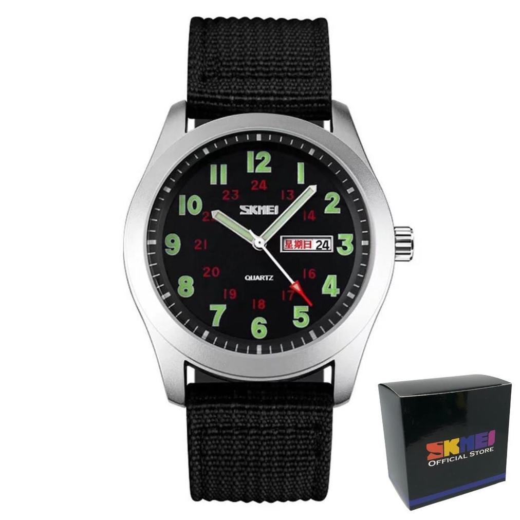 value pack jam tangan skmei cowok tali kanvas skmei 9112 original wateresistan/jam tangan skmei terb