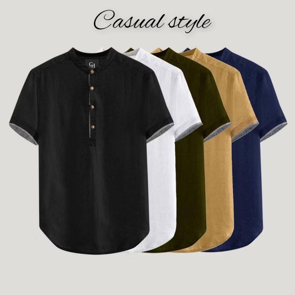 original baju koko pria lengan pendek kurta koko dewasa model polos katun premium