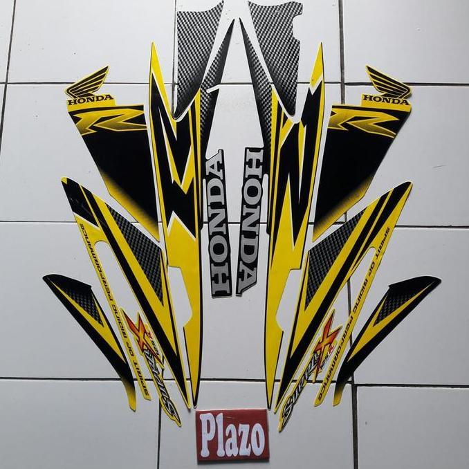 stiker striping body motor Supra X 125 2007 Kuning