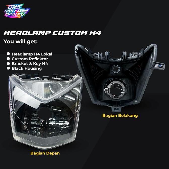 HEADLAMP BILED FULLSET MINI BILED H4 BEAT FI LAMPU UTAMA PNP RELAY