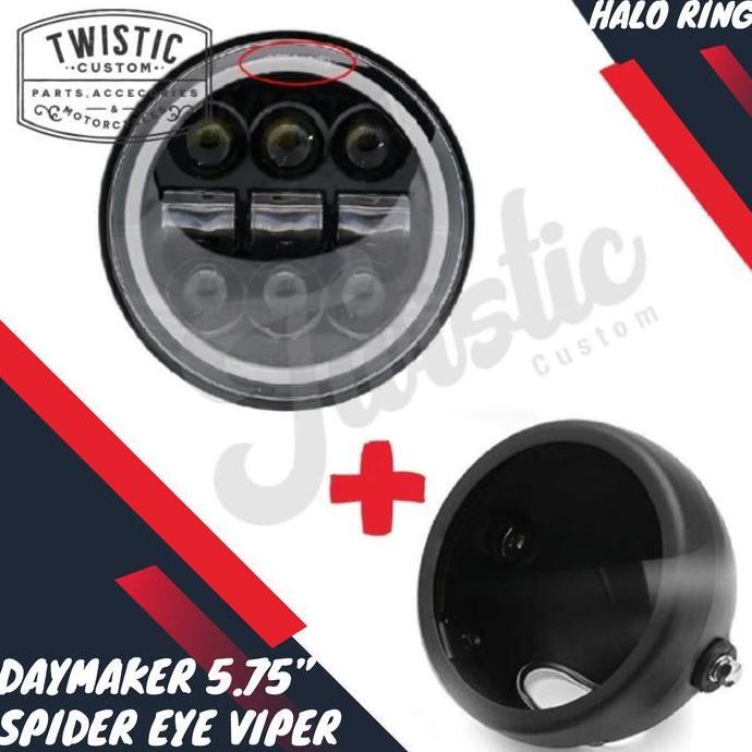 Paket Batok dan Daymaker Spider 5.75 inch Viper Halo Lampu LED Motor