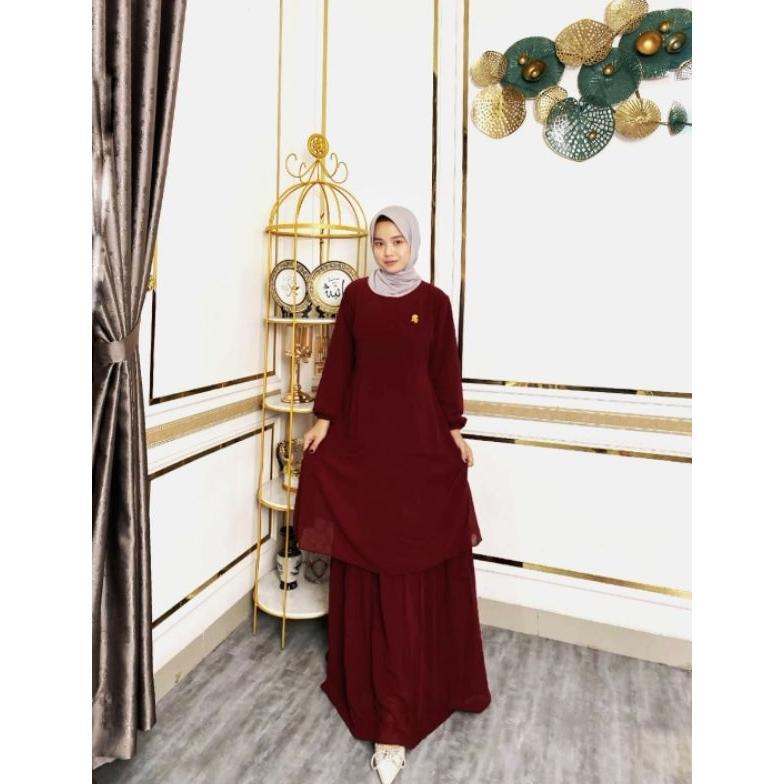 CUCI GUDANG Gamis Malaysia anggun/melayu ceruty polos