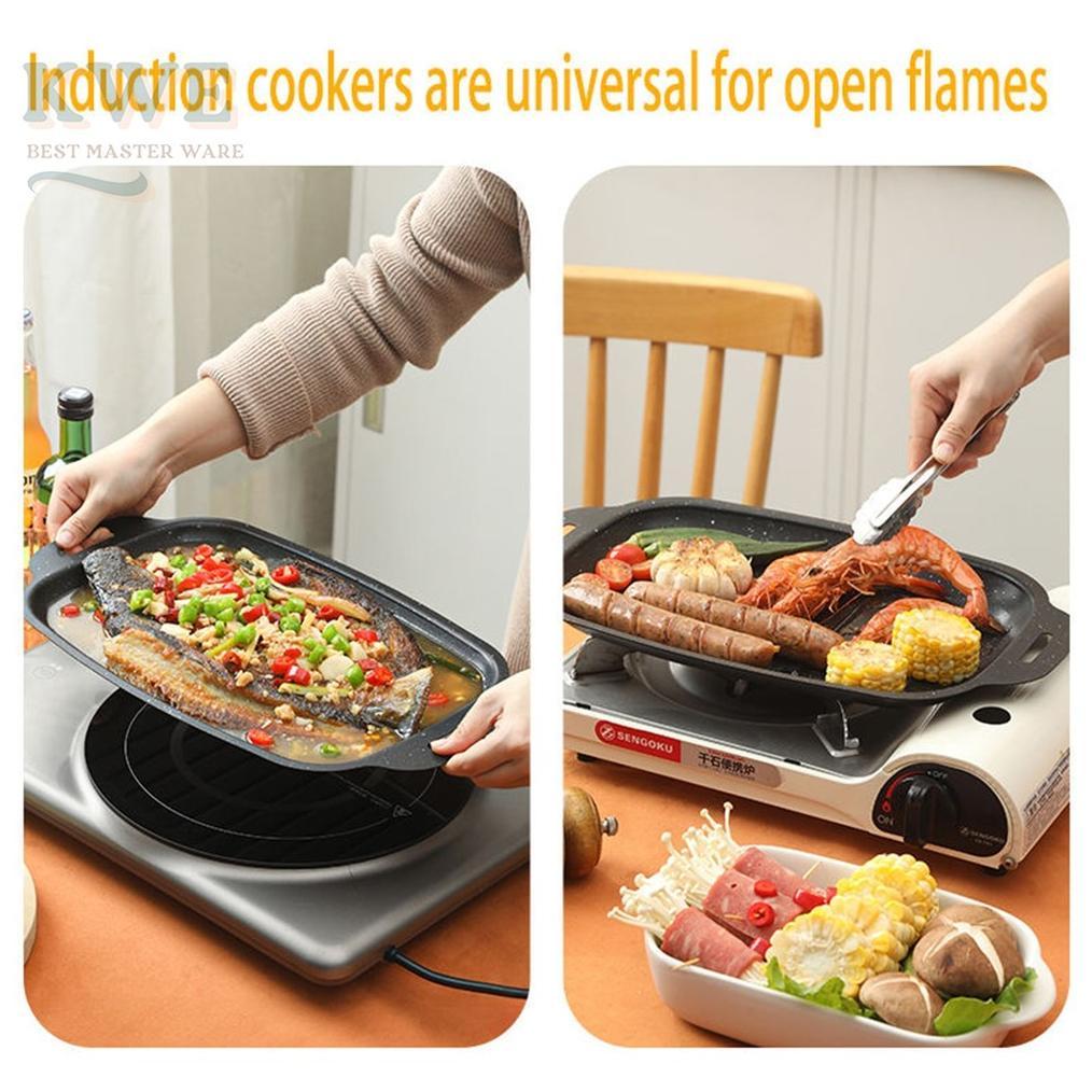 NEW KWE WAJAN PANGGANGAN PANJANG PORTABEL ANTI LENGKET TAHAN PANAS 28CM 32CM 36CM BBQ GRILL PAN KORE