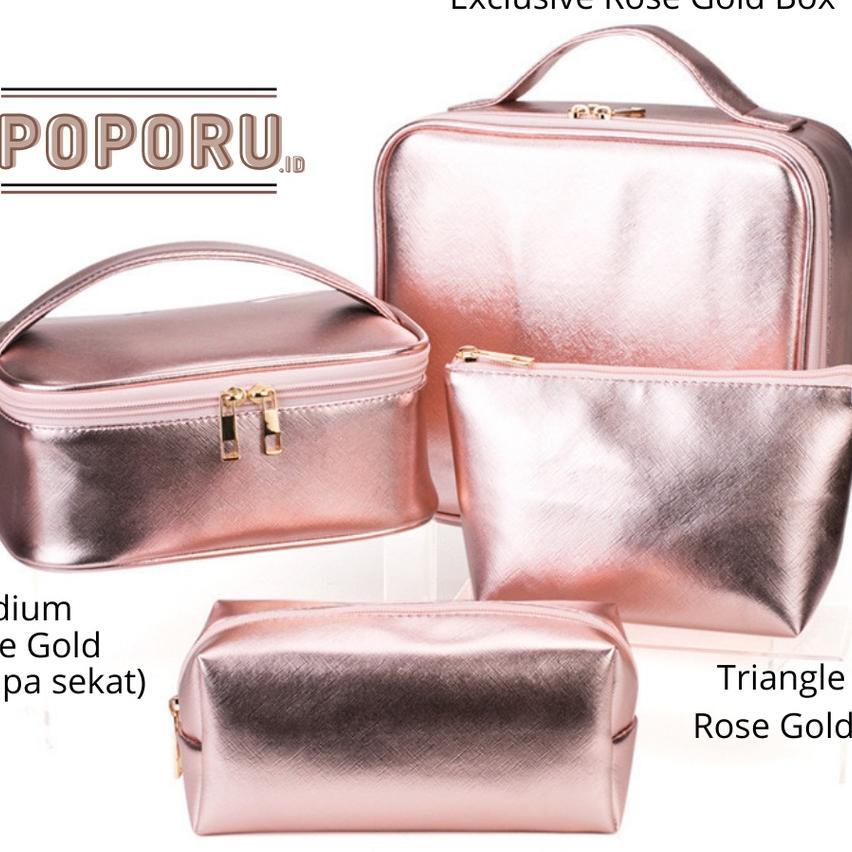 Poporu Rose Gold Pouch 5 Types - Cosmetics Bag Organizer For Make Up - Tas Tempat Kosmetik