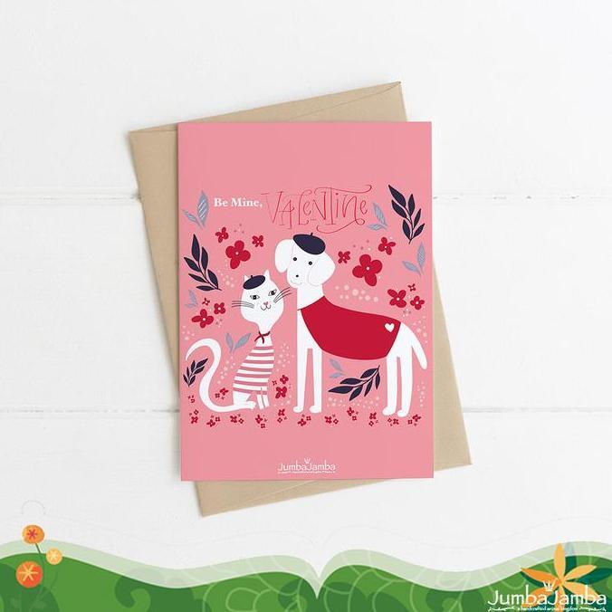 (Good) Kartu Ucapan Valentine A6 Kertas Linen - Minette & Rex Happy Valentine Day Greeting Card With