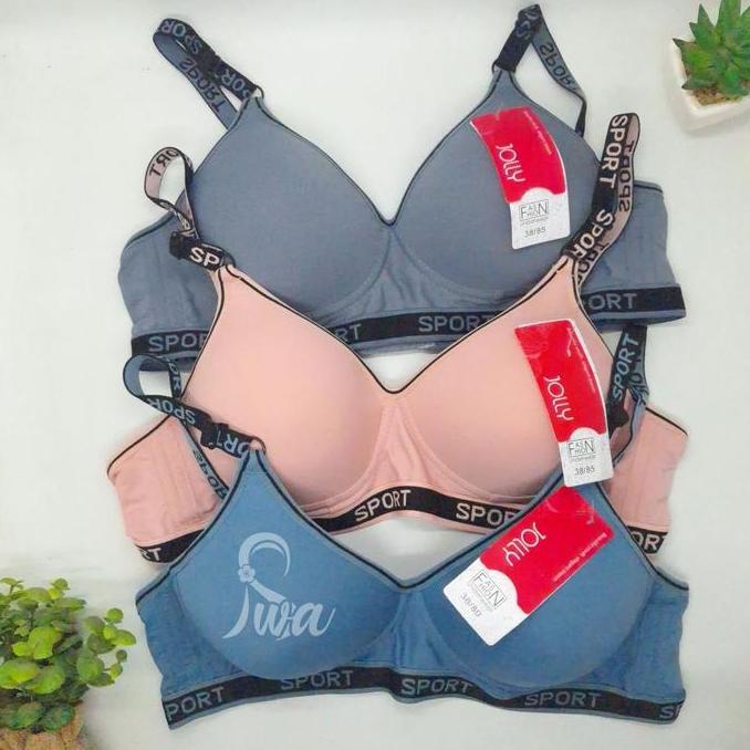 Filter- Jolly Bra Nita Busa Tipis Cup Sedang Bh Sport Tanpa Kat Kait Kancing Ta Isi 3Pcs