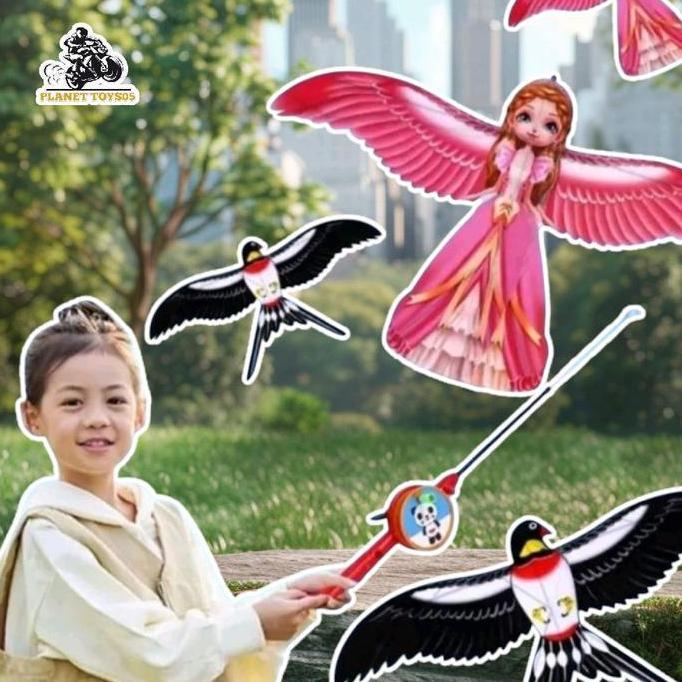 [COD] Layangan Pancingan Burung dan Kupu-Kupu Set Lengkap Joran dan Benang Kuat/ Layangan Karakter-M