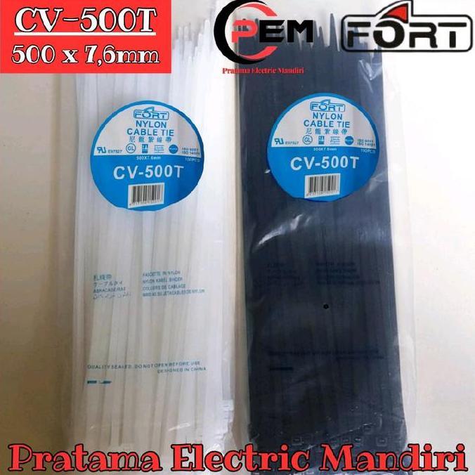 [PACK=100PCS] FORT CABLE TIE TIES KABEL TIS NYLON CV-500T CV500T CV 500T 500X7,6MM 500X7.6MM WHITE P