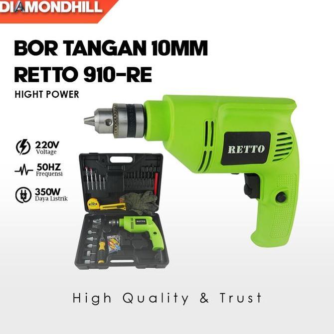 MESIN BOR LISTRIK BOLAK BALIK 400W 220V HAND ELECTRIC DRILL BERLAKU UNTUK 1.5-10MM MATA BOR/MESIN BO