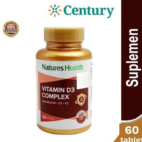 Plus- Suplemen Kesehatan Natures Health Vitamin D3 Complex Magnesium + D3 + K2 60 Softgel Suplemen  