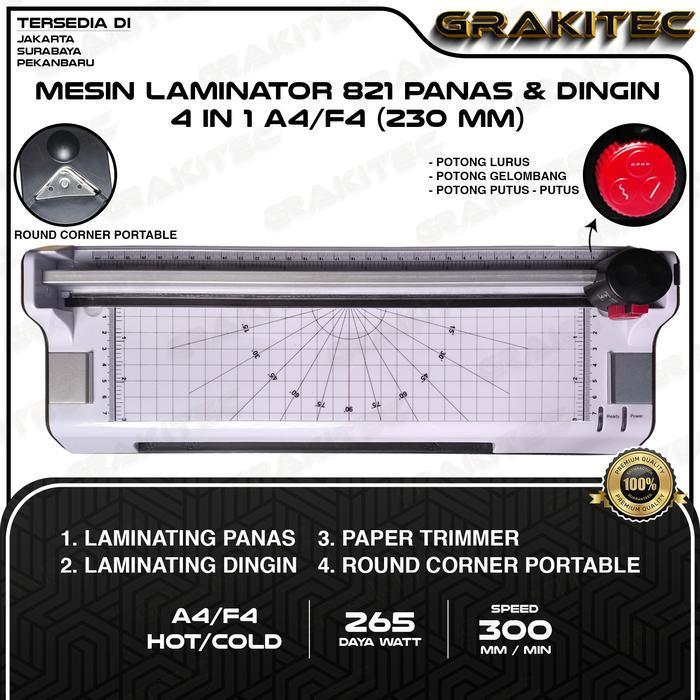 GRAKITEC MESIN LAMINATING A4/F4 (4IN1) 230MM (BISA LAMINATING PANAS DAN LAMINASI DINGIN, UNTUK KTP, 