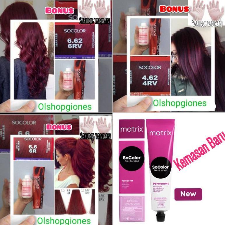 Cat Matrix Socolor 6.6 / 6.62 / 4.62 Red + oxydant campuran cat rambut Hair Color pikok seri merah c
