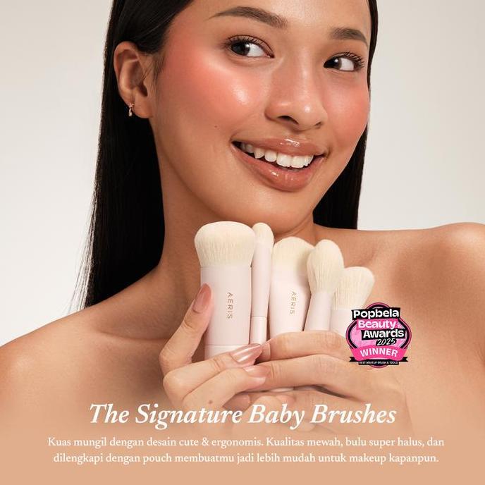 Aeris Beaut The Signature Baby Brush Set | Make Up Brush Set Lengkap Mini Premium Lembut Vegan Multi