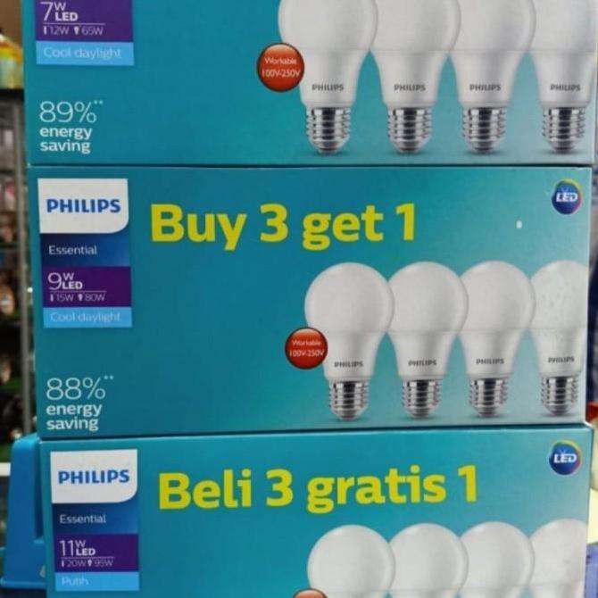Purple- Philips Essential Led Paket Beli 3 Gratis 1 Putih