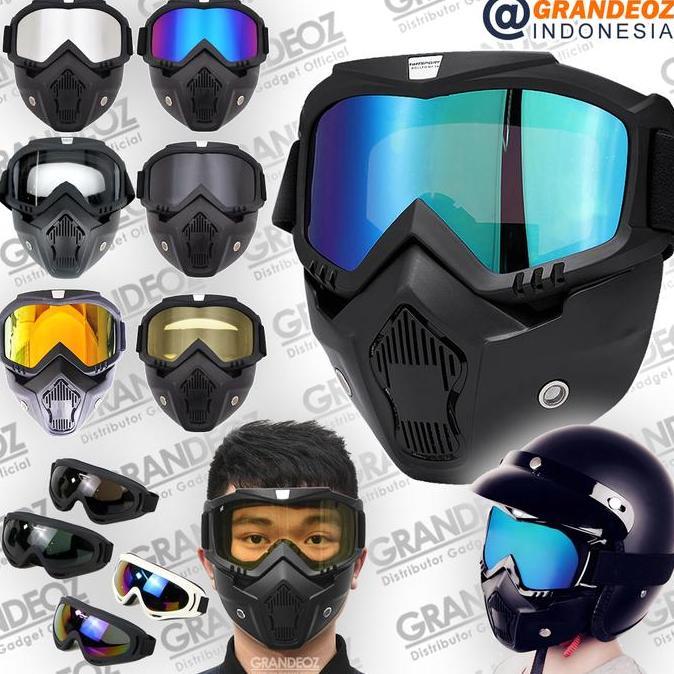 Jimali.fabilo - Goggles Kacamata + Masker Goggle Mask Full Face Helm Topeng Motor Gogle Paintball Ka