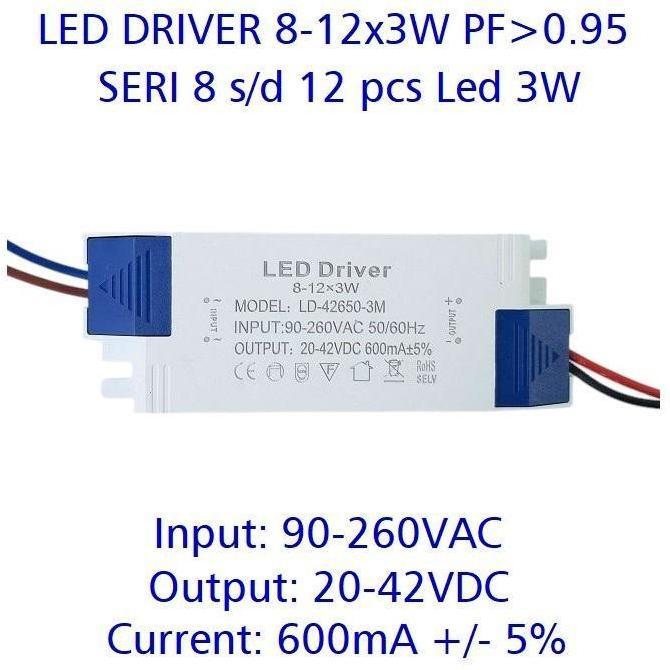 Purple- Led Driver 3W 600Ma 8-1X3W Pc Pf 0.95