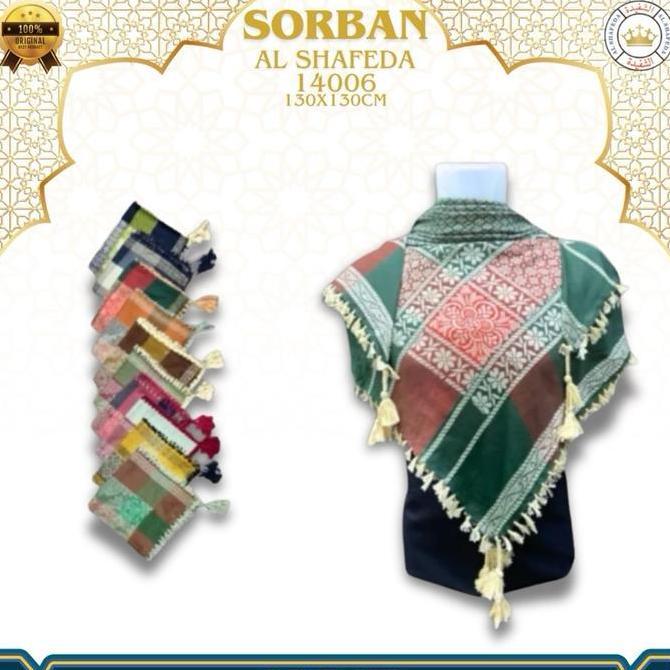 New- Al Shafeda Sorban Al Shafeda Jacquard Art 14006 Selendang Jumbo Premium Wol 130 Cm X 130 Cm Mad