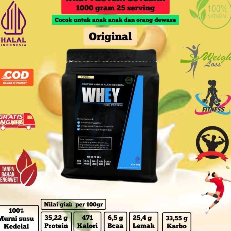 Whey Protein 1000Gram/Susu Kedelai/Soybean/Nutrisi Fitnes/Suplemen Fitnes/Susu Soya