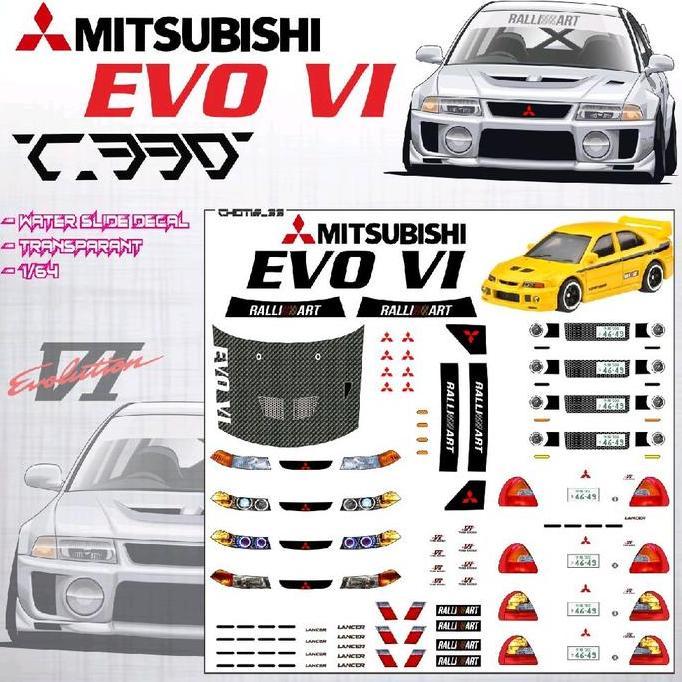DECAL HOTWHEELS MITSUBISHI LANCER EVO VI LAMPU BA33