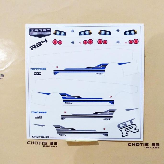 DECAL HOTWHEELS NISSAN SKYLINE R34 ZAMAC BA33