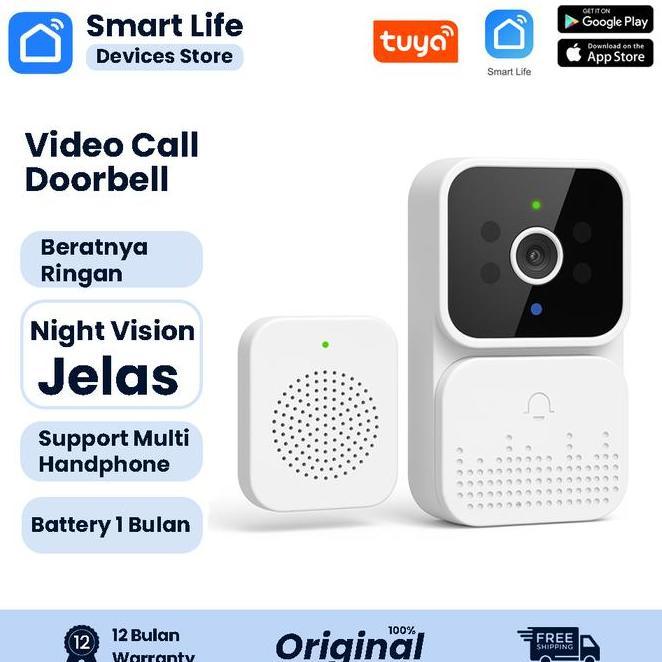 Bel Rumah Wireless Tuya Doorbell Kontrol Ponsel Bel Pintu Visual Wifi Tuya Smart Doorbell Camera  Sm