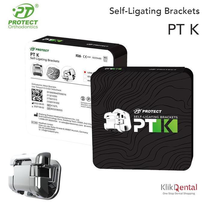 KLIK DENTAL Protect Metal Self-Ligating Brackets Standard Torque 0.022 345 w/hook