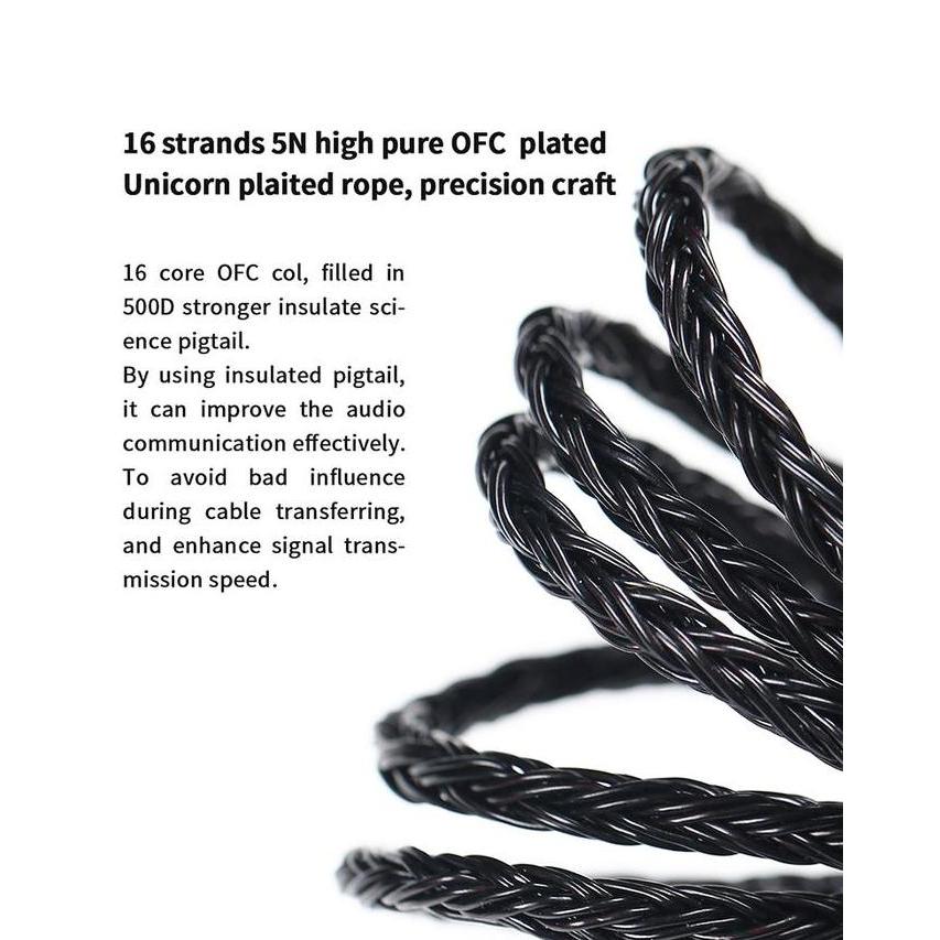 Terbaik JCALLY JC16S Kabel Upgrade OFC 16 Core with Mic IEM Headset Cable Terimakasih