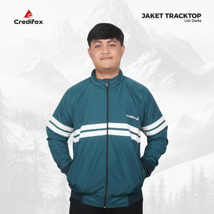 CREDIFOX Jaket tracktop pria / jaket casual pria / jaket tracktop casual / credifox strip white / ja