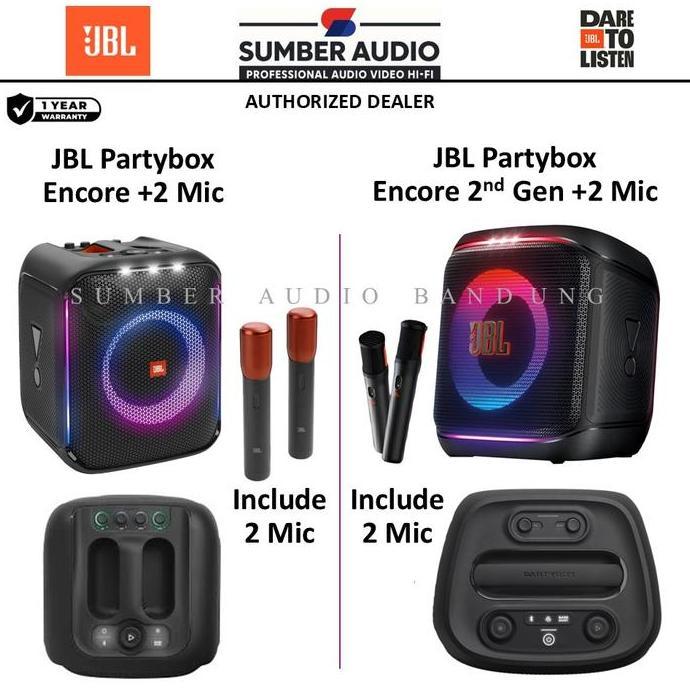 JBL Partybox Encore 2 Include 2 Mic Wireless Original & JBL Partybox Encore 2Mic Speaker Portable JB