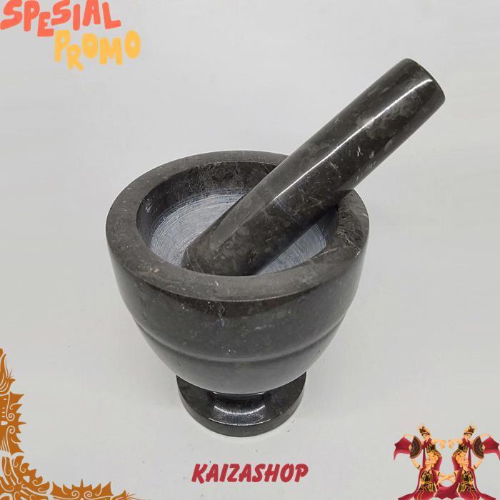Lumpang Alu Batu Lesung Mini Marmer Asli Tumbukan Tumbuk Obat Puyer Ulekan Ulek Mortar & Pestle 6/3