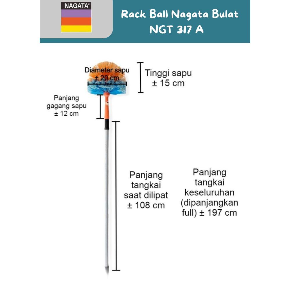 High Quality Sapu Plafon Rack Ball Nagata Bulat Ngt 317A & Pipih Ngt 317P | Sapu Nilon Pembersih Sar
