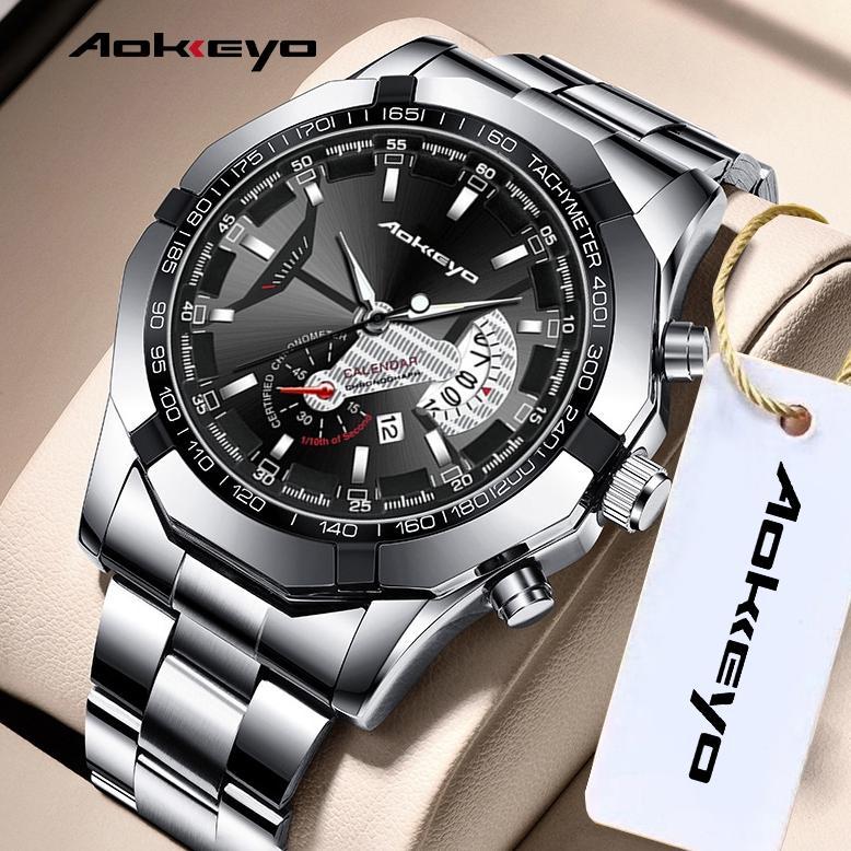 ORIGINAL Aokeyo S001 Jam Tangan Pria Anti Air Original Luxury Stainless Steel Jam Tangan Cowok Free 