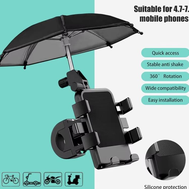 1 Set Lengkap Phone Holder Dudukan Ponsel Motor Dengan Payung Tahan Percikan Air Hujan Penahan Silau