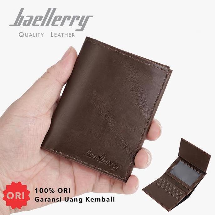 Dompet Pendek Pria Kulit PU Lipat Tiga Kartu Uang BAELLERRY K1979