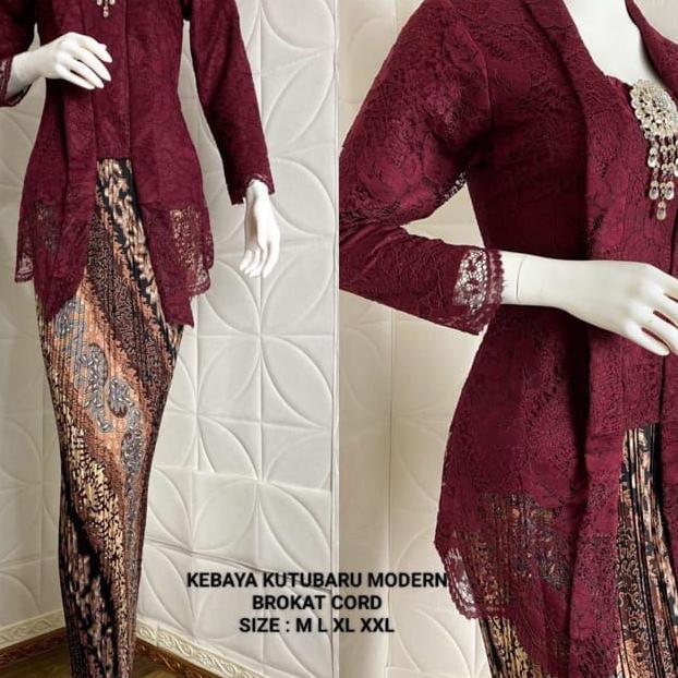 Atasan Kebaya Brokat Modern Set Kebaya Kutu Baru Brokat Lengan Panjang Lidya Baju Kondangan Wanita D