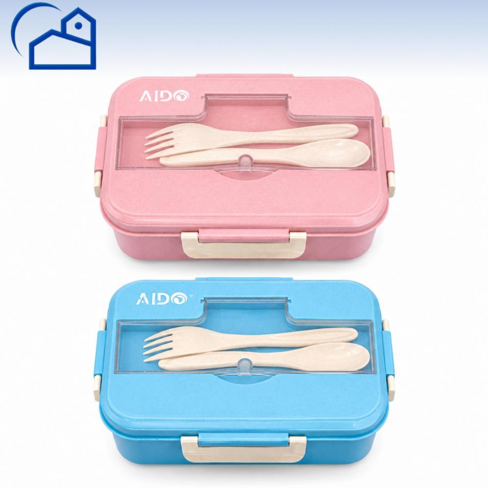 hot homestation - grosir lunch box set kotak makan bekal 1l free sendok garpu set 31003 no box