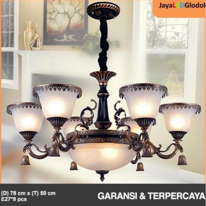 PROMO LAMPU GANTUNG HIAS KLASIK 6 CABANG / LAMPU PLAFON