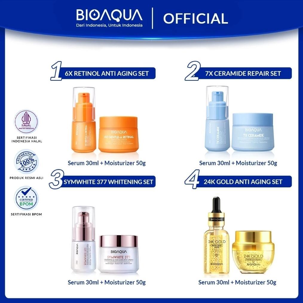 BIOAQUA 2pcs Set With Serum Wajah + Cream Skincare Paket  Whitening Paket | Anti Acne | Skin Barrier