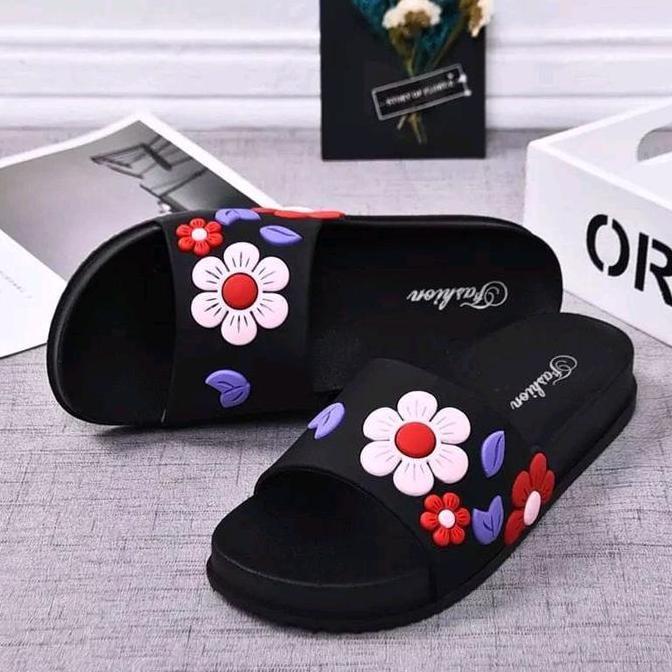 DV152 >> Sandal Wanita Sandal Selop Bunga Timbul