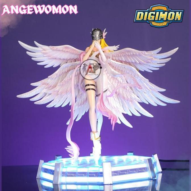mainan - Statue Action Figure Digimon Angemon & Angewomon Moon Studio Design Recast with LED Diskon