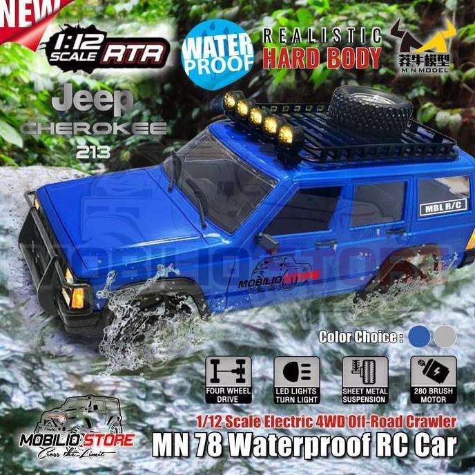 RC MN78 Waterproof Jeep Cherokee 213 1/12 Scale 4WD Crawler Car RTR [terbaik]
