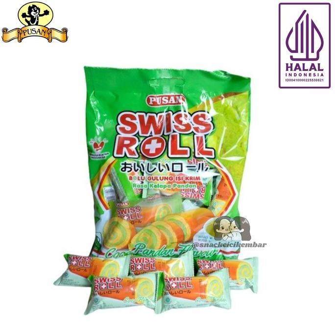 Crispy- Pusan Roll Bolu Gulung Isi Krim Rasa Coklat / Stroberi / Kelapa Pandan 320Gr Isi 20Pcs Food 