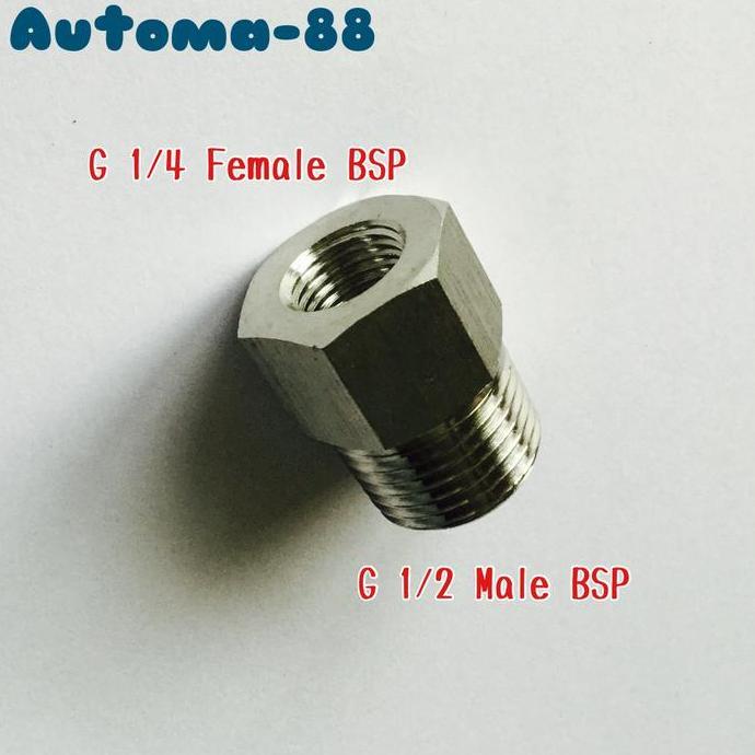 AD-002 ADAPTER REDUCER DRAT G 1/4" FEMALE X G 1/2" MALE STAINLESS SS304 BSP AT88