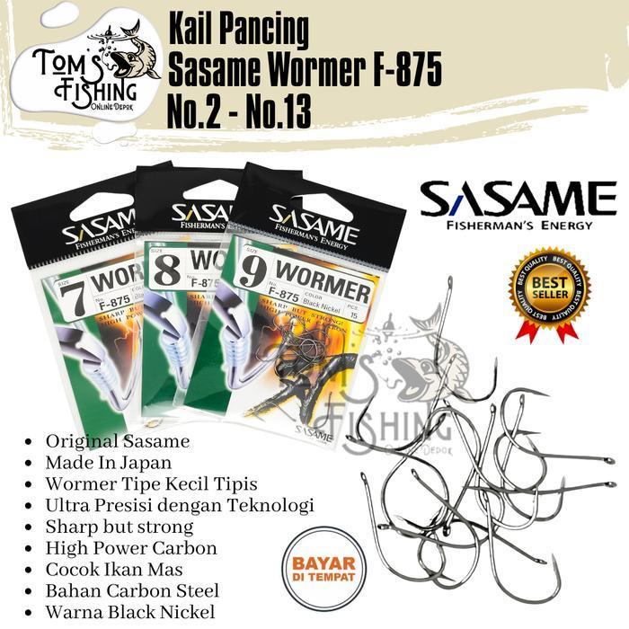 Kail Pancing Sasame Wormer F-875 Tipe Tipis Made In Japan (No.1 - No.15) Carbon Steel Murah - Toms F