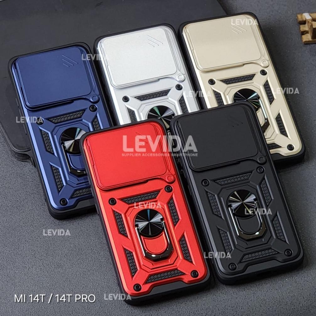 PROMO TERBARU XIAOMI 14T XIAOMI 14T PRO CASE ROBOT SLIDE KAMERA PROTECT + RINGSTAND XIAOMI 14T XIAOM