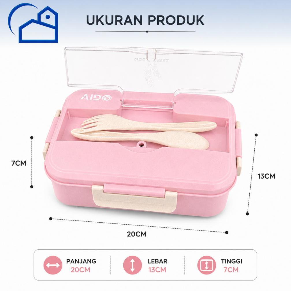 HEMAT HOMESTATION - GROSIR Lunch Box Set Kotak Makan Bekal 1L Free Sendok Garpu Set 31003 NO BOX 202