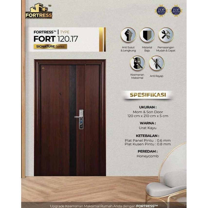 Terlaris Fortress Pintu Baja Fort Mom&Son 120.17/ Pintu Rumah 120X210 (Fullset)